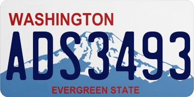 WA license plate ADS3493