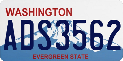 WA license plate ADS3562