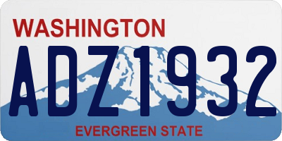WA license plate ADZ1932