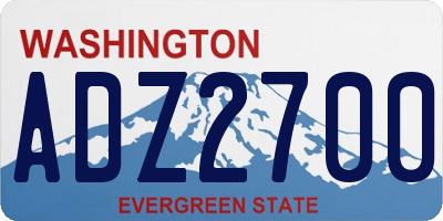 WA license plate ADZ2700
