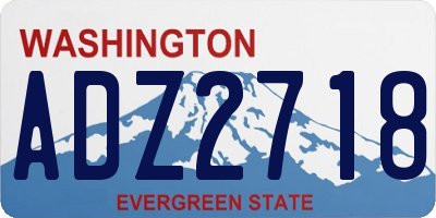 WA license plate ADZ2718