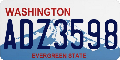 WA license plate ADZ3598