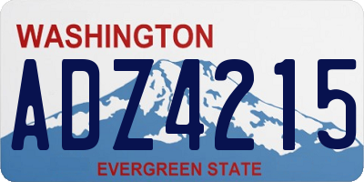 WA license plate ADZ4215