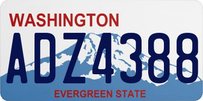 WA license plate ADZ4388
