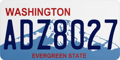 WA license plate ADZ8027