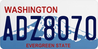 WA license plate ADZ8070
