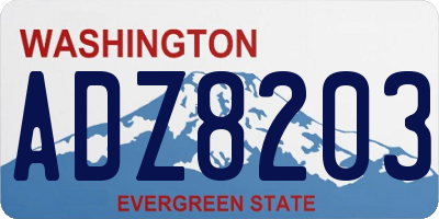 WA license plate ADZ8203