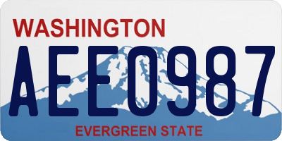 WA license plate AEE0987