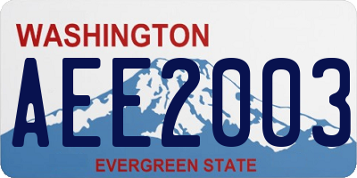 WA license plate AEE2003