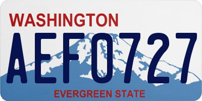 WA license plate AEF0727