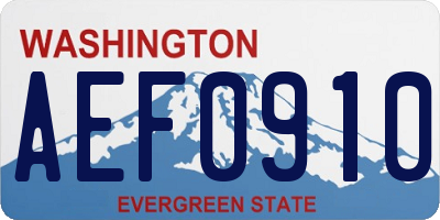 WA license plate AEF0910