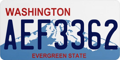 WA license plate AEF3362