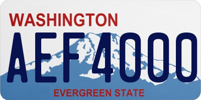WA license plate AEF4000