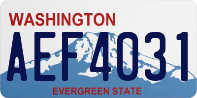 WA license plate AEF4031
