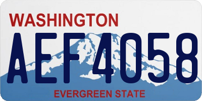 WA license plate AEF4058