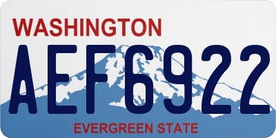 WA license plate AEF6922