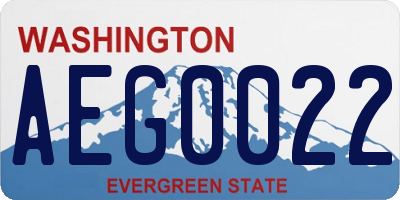 WA license plate AEG0022