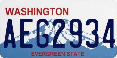 WA license plate AEG2934