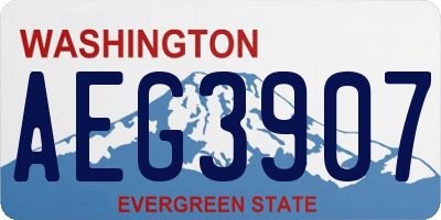 WA license plate AEG3907