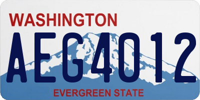 WA license plate AEG4012