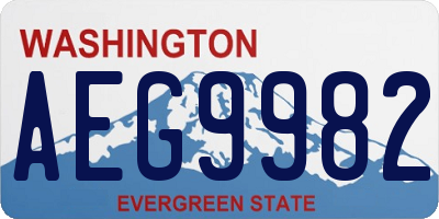 WA license plate AEG9982