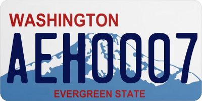 WA license plate AEH0007