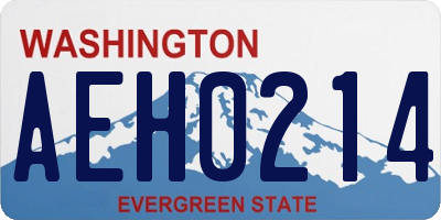 WA license plate AEH0214
