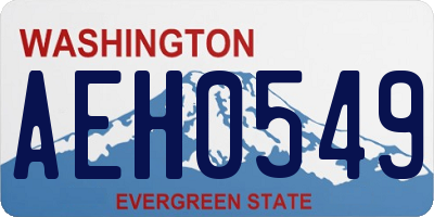 WA license plate AEH0549