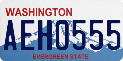 WA license plate AEH0555