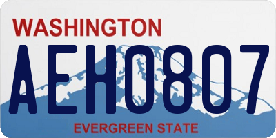 WA license plate AEH0807