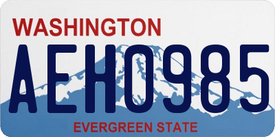 WA license plate AEH0985