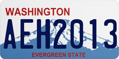 WA license plate AEH2013