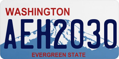 WA license plate AEH2030