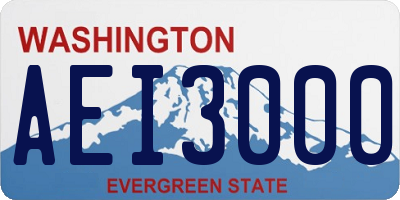 WA license plate AEI3000
