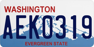 WA license plate AEK0319