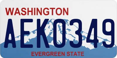 WA license plate AEK0349