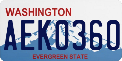 WA license plate AEK0360