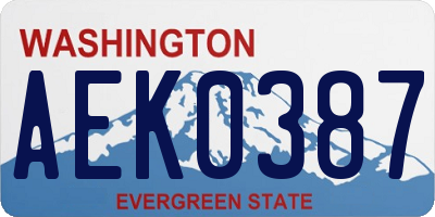 WA license plate AEK0387