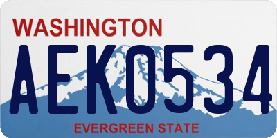WA license plate AEK0534
