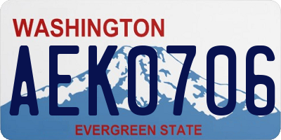 WA license plate AEK0706