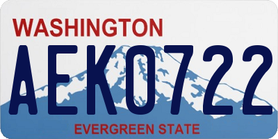 WA license plate AEK0722