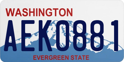 WA license plate AEK0881