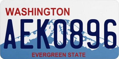 WA license plate AEK0896