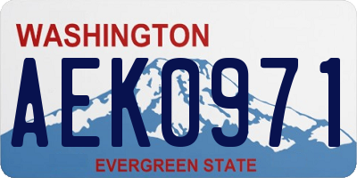 WA license plate AEK0971