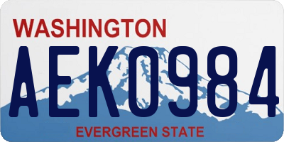 WA license plate AEK0984