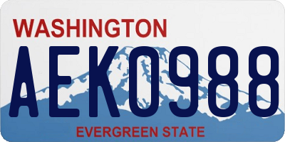 WA license plate AEK0988