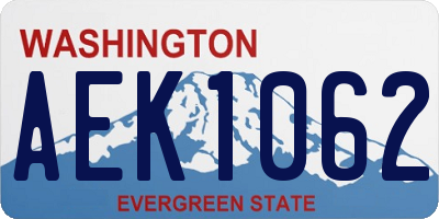 WA license plate AEK1062