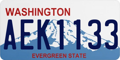 WA license plate AEK1133