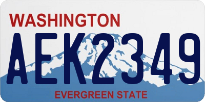 WA license plate AEK2349