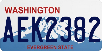 WA license plate AEK2382